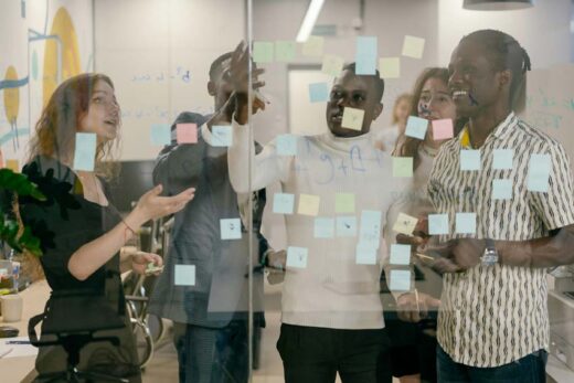team of consultants collaborating about a core system transformation like an ERP migration to support data governance