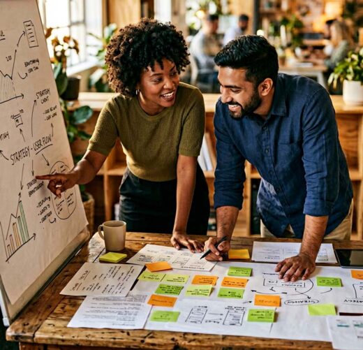 team collaborating on strategy and planning representing ai governance consulting services and structured decision-making