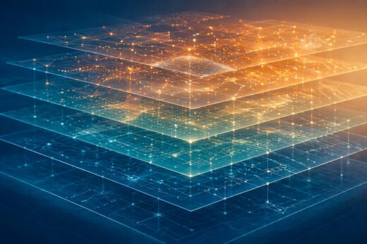 abstract layered system representing ai governance consulting services and expanding governance maturity across data and AI